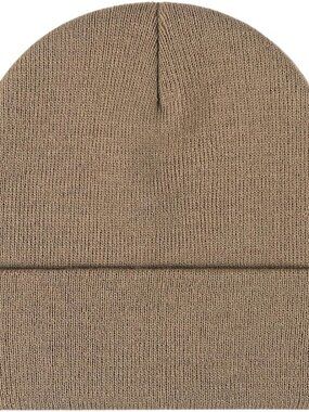 Unisex Dark Khaki Warm Thick Knit Cuffed Beanie Winter Pull-on Classic Skull Cap